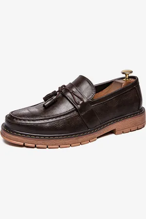 milanoo.com Mocassini da uomo slip-on nappe decorate punta rotonda suola spessa scarpe penny