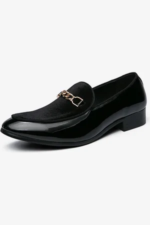 milanoo.com Mocassini da uomo in pelle scamosciata con giunture slip on fibbia a catena scarpe penny con punta a punta tacchi bassi scarpe da ballo