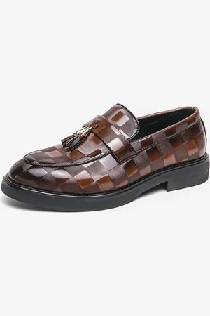 milanoo.com Mocassini da uomo Slip-Ons a punta Nappe Scarpe da penny Design con giunture verniciate Tacco basso Scarpe da festa