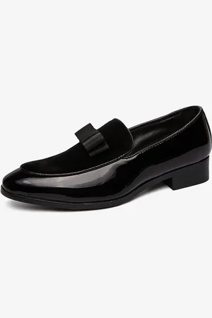 milanoo.com Mocassini da uomo Slip-Ons Scarpe a punta con nastro decorato Penny Scarpe in pelle scamosciata con giunture Mocassini Scarpe