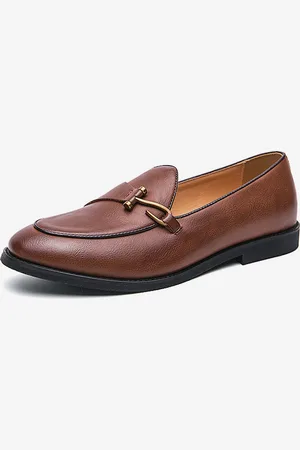 milanoo.com Mocassini da uomo con punta a punta tacco basso slip-on scarpe penny con cinturino con fibbia scarpe da ballo in pelle