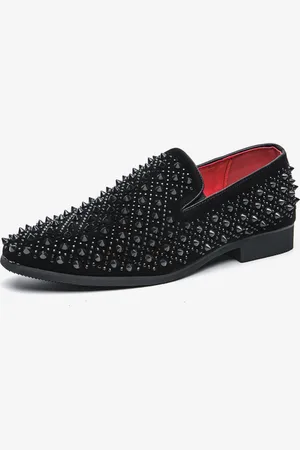 milanoo.com Mocassini eleganti da uomo in pelle con strass comodi da infilare classici a punta per smoking feste balli di fine anno matrimonio penny shoes