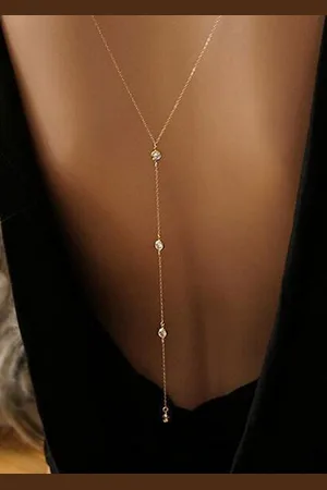 milanoo.com Collana Sulla Schiena 2025 In Colore In Strass In Lega Catena Del Corpo Da Spiaggia Da Donna