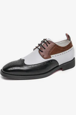 milanoo.com Scarpe eleganti da uomo con punta tonda e tacco basso colori a contrasto scarpe derby