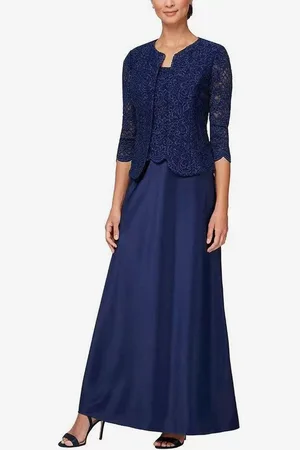 milanoo.com Abito da sposa per la madre collo gioiello maniche a 3/4 abiti da ospite in pizzo a sirena per matrimonio