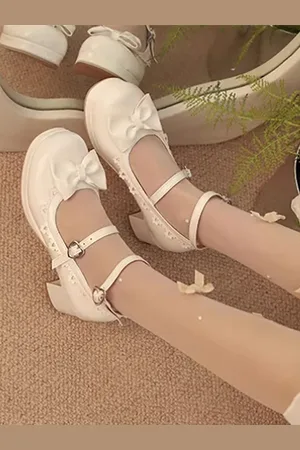 milanoo.com Scarpe Lolita dolci blocchi di colore fiocchi volant punta rotonda scarpe Lolita in pelle PU