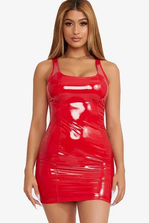 milanoo.com Mini abito in similpelle elegante con schiena scoperta abito da club sexy per donna 2025