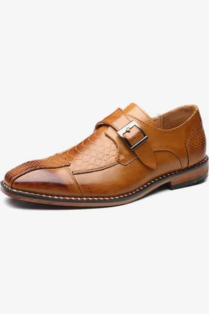 milanoo.com Scarpe eleganti da uomo slip-on in pelle con cinturino alla caviglia punta affilata stile Oxford scarpe formali da lavoro