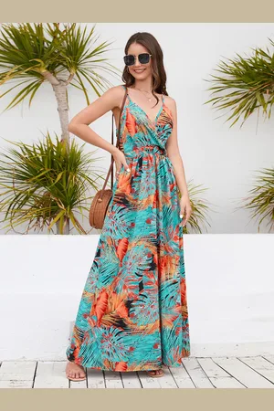 milanoo.com Abito lungo con stampa tropicale abito estivo sottoveste per donna 2025