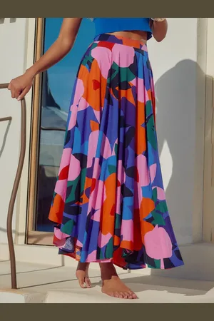 milanoo.com Gonna lunga svasata con silhouette floreale per donna 2025