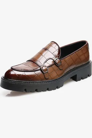 milanoo.com Mocassini da uomo con doppia fibbia slip-on antiscivolo con plateau e suola spessa stile penny