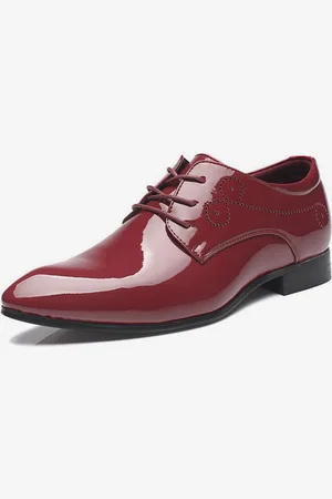 milanoo.com Scarpe eleganti da uomo con lacci punta affilata scarpe derby in pelle sintetica tacco a blocco resistenti basse formali