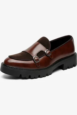 milanoo.com Mocassini da uomo con doppia fibbia slip-on antiscivolo con plateau e suola spessa stile penny