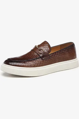 milanoo.com Mocassini da uomo slip-on con catene scarpe da monaco punta tonda plateau scarpe basse e spesse