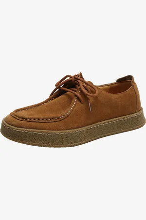 milanoo.com Mocassini da uomo in pelle scamosciata con lacci slip-on 2 occhielli suola spessa scarpe da passeggio mocassini leggeri e bassi