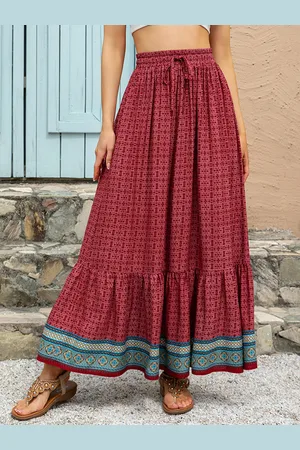 milanoo.com Gonna lunga stampata in stile boho con vestibilità ampia e vita alta per donna 2025