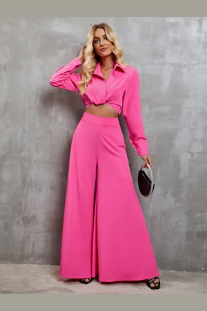 milanoo.com Completo due pezzi con maglia a maniche lunghe e pantaloni a gamba larga per donna 2025
