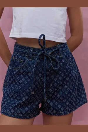 milanoo.com Pantaloncini in denim stampati con cintura per donna 2025