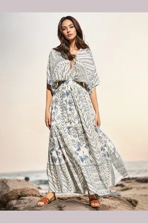 milanoo.com Abito lungo stampato in stile boho con spacco alto per donna 2025