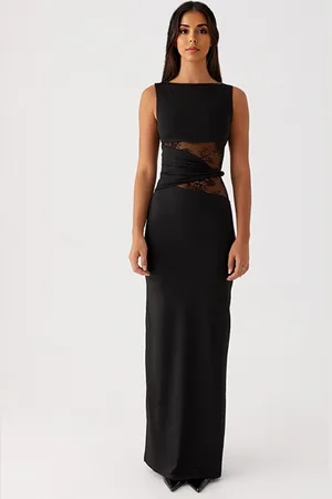 milanoo.com Elegante abito lungo con pizzo in vita abito da festa senza maniche per donna 2025