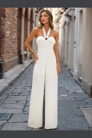 milanoo.com Tuta a gamba larga con scollo all