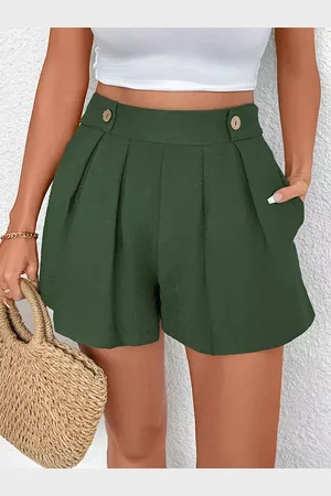 milanoo.com Pantaloncini a trapezio a vita alta in verde per donna 2025