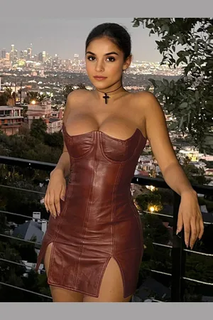 milanoo.com Abito in pelle con corsetto e spacco alto mini abito aderente sexy per club 2025