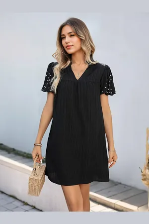 milanoo.com Miniabito a tubino con scollo a V e maniche corte con strass 2025