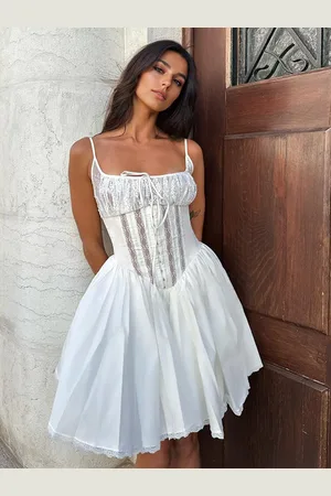 milanoo.com Mini abito a trapezio con pizzo per donna 2025