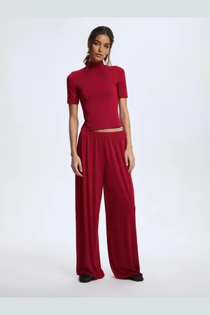 milanoo.com Completo due pezzi in modal con scollo a giro maglia a maniche corte e pantaloni a gamba larga per donna 2025