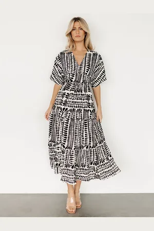 milanoo.com Abito lungo boho stampato a maniche corte con scollo a V per l