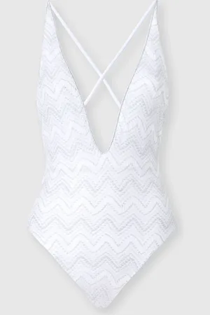 Missoni Costume intero in viscosa zig zag lamé con scollo a V, Donna