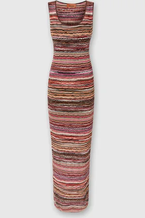 Missoni Abito lungo in viscosa goffrata lamé motivo onde, Donna