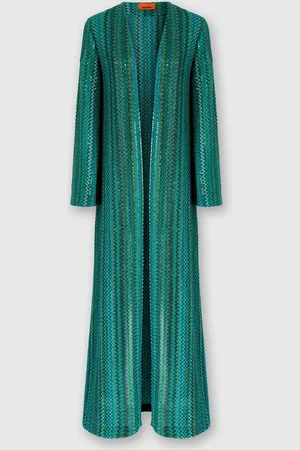 Missoni Cardigan lungo zig zag con paillettes senza bottoni, Donna