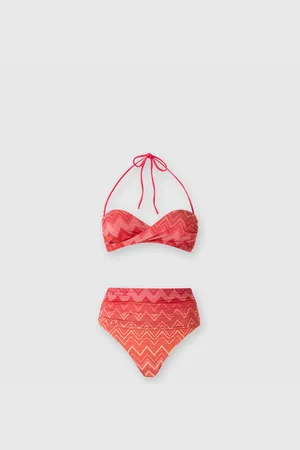 Missoni Bikini in nylon stretch zig zag lamé con slip alto, Donna
