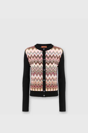 Missoni Cardigan in misto viscosa con inserto chevron, Donna