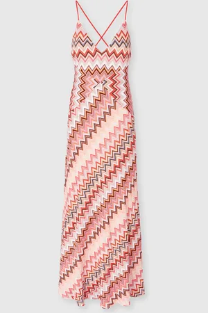 Missoni Abito lungo patchwork con motivo zig zag e spalline incrociate, Donna