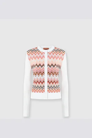 Missoni Cardigan in misto viscosa con inserto chevron, Donna