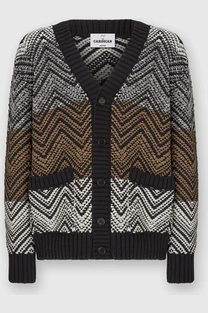 Missoni Cardigan in maglia crochet con macro zig zag e tasche, Uomo