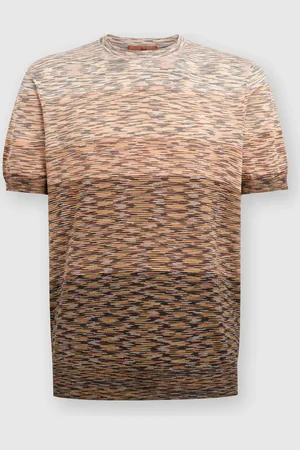 Missoni T-shirt in maglia fiammata di cotone, Uomo, Arancio & Marrone