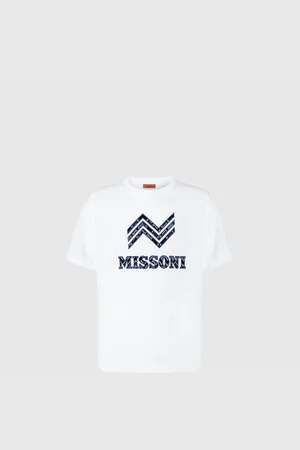 Missoni T-shirt girocollo in cotone con inserto zig zag e scritta logo, Uomo