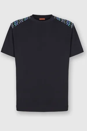 Missoni T-shirt girocollo in cotone con inserti chevron sulle spalle, Uomo