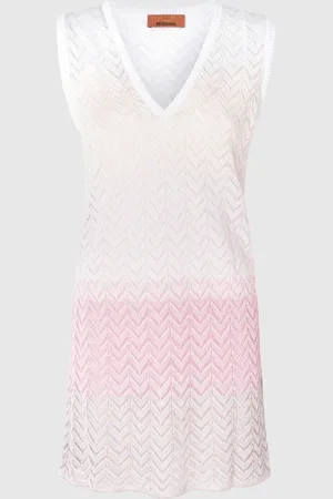Missoni Mini-abito in viscosa chevron sfumata con scollo a V, Donna