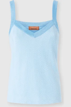 Missoni Canottier in cotone e viscosa zig zag tono su tono, Donna