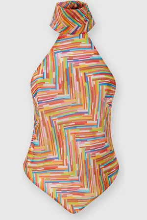 Missoni Top smanicato a collo alto in misto cotone e seta stampato, Donna