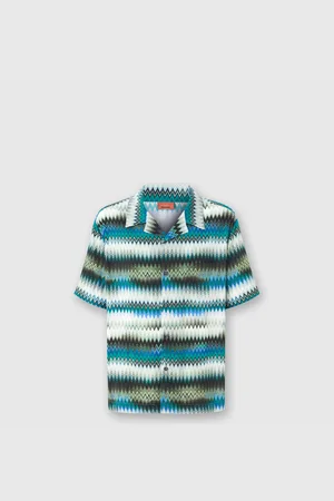 Missoni Camicia bowling con stampa micro zig zag sfumata e taschino, Uomo