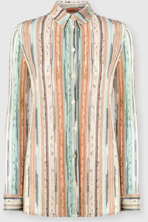 Missoni Camicia in maglia di viscosa fiammata lamé a righe, Donna