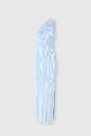 Missoni Abito lungo monospalla a costine con paillettes e spacco, Donna