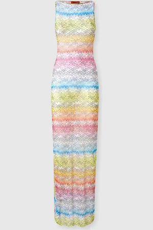Missoni Abito lungo smanicato in tulle stampato, Donna