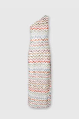 Missoni Abito lungo monospalla con zig zag lamé 3D, Donna